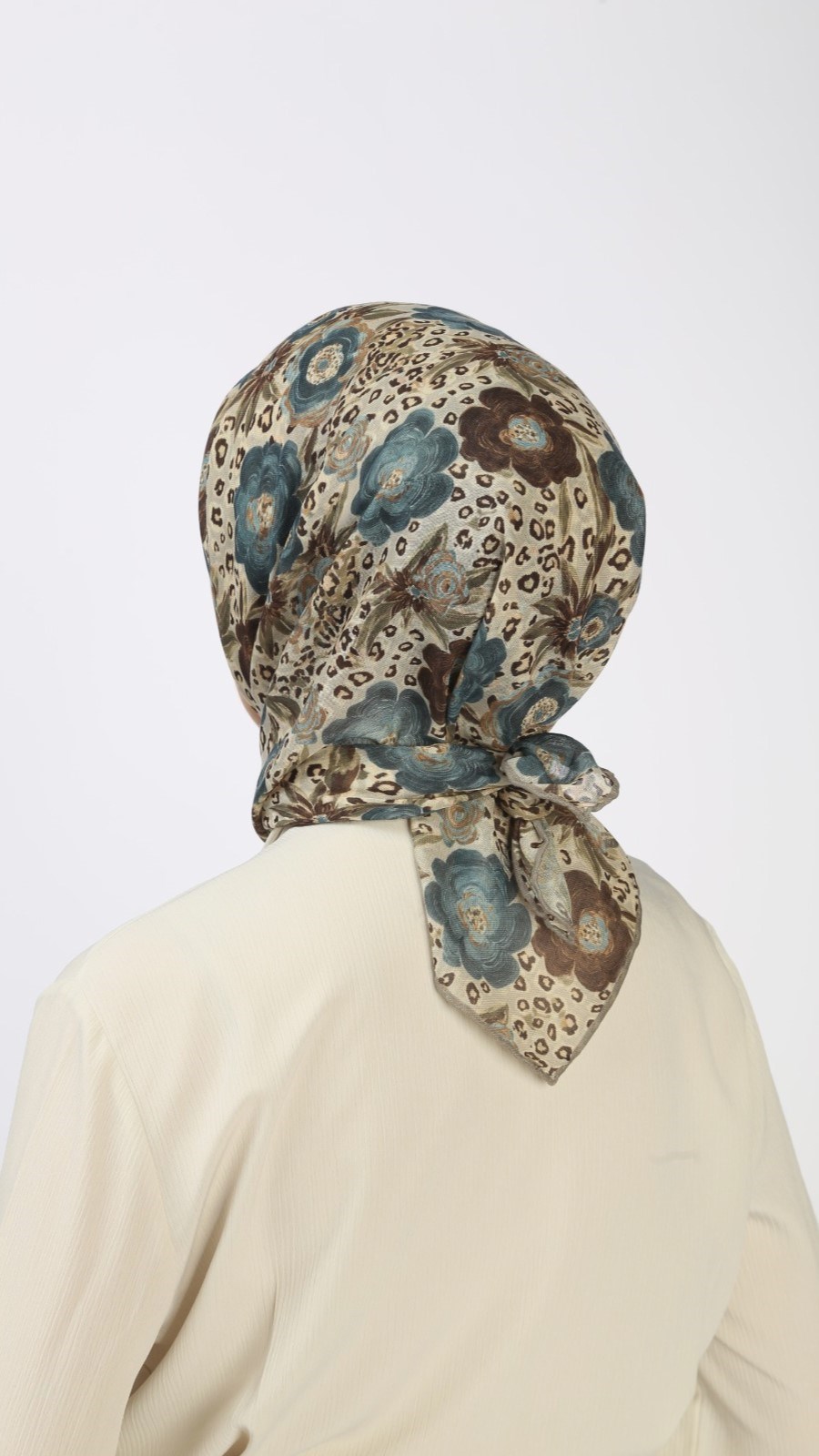 Locella Soft Pamuk Eşarp Krem Mavi