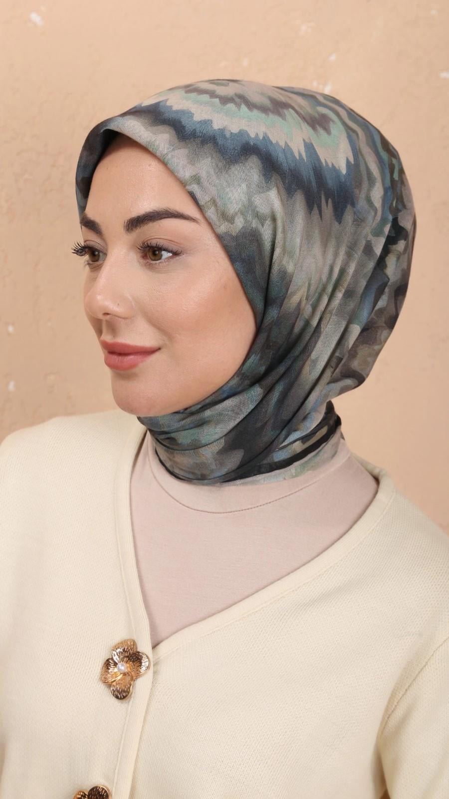 Locella Soft Pamuk Eşarp Siyah Yeşil