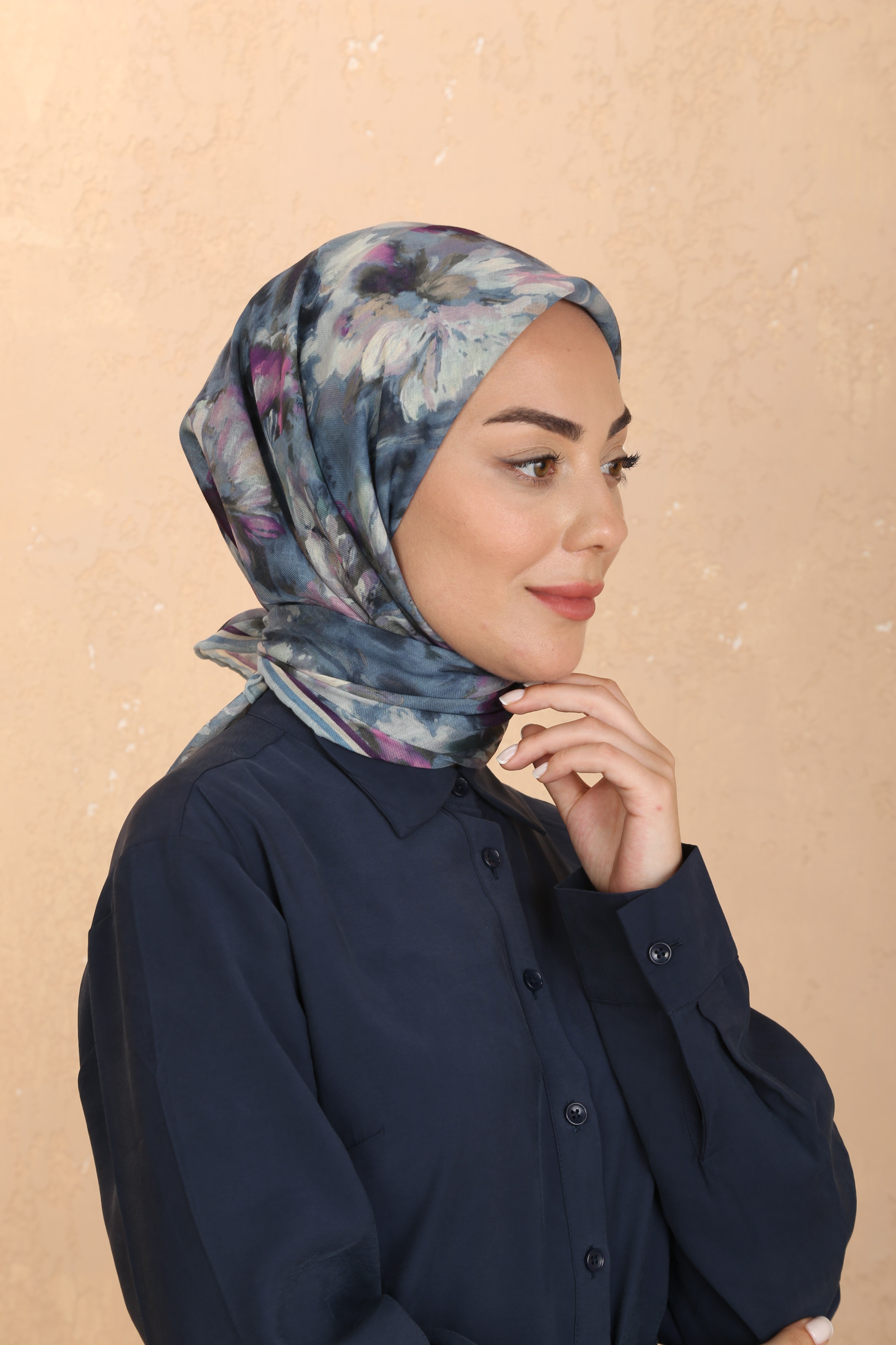 Locella Soft Pamuk Eşarp-Mavi