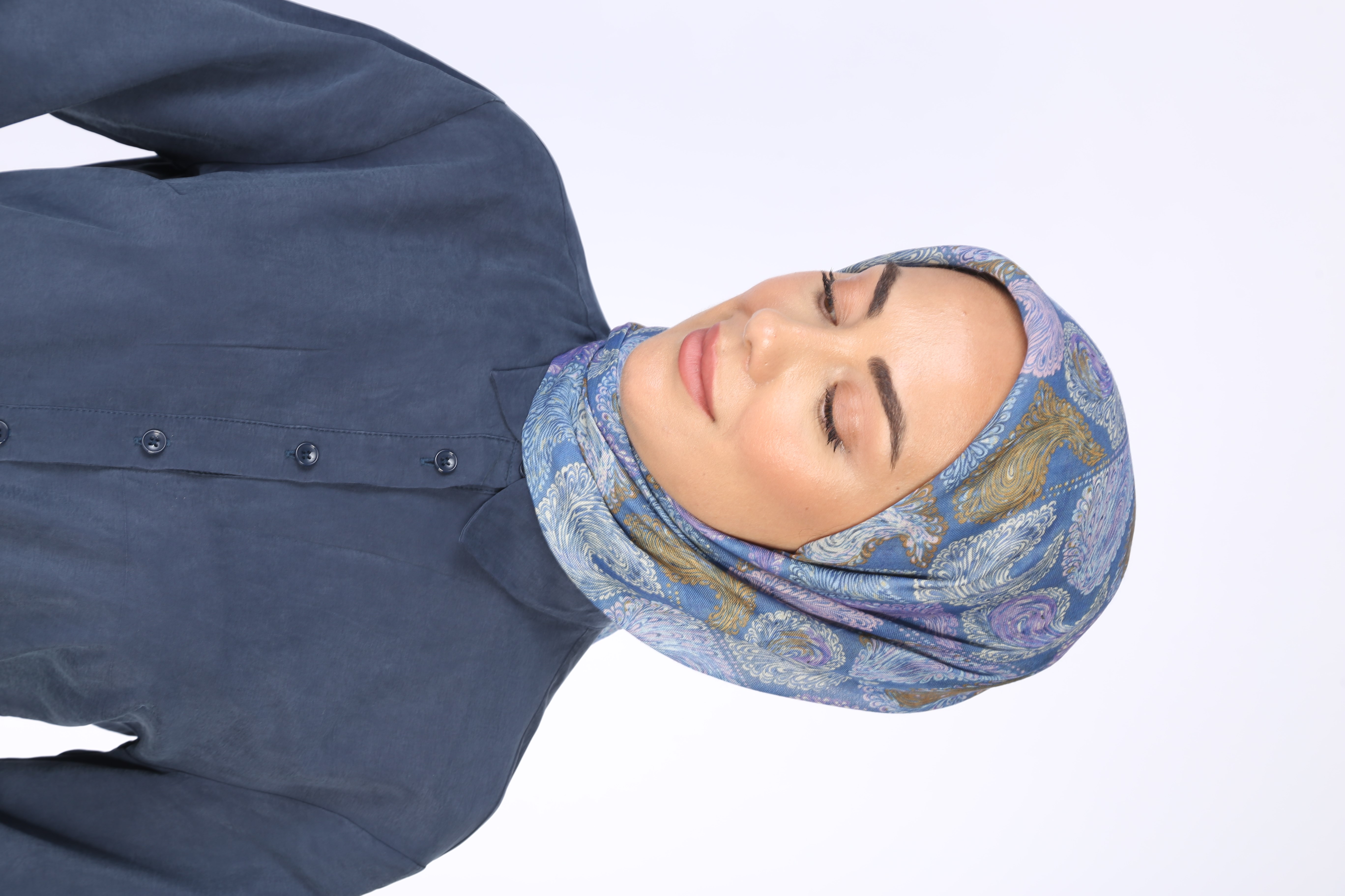 Locella Soft Pamuk Eşarp-Mavi