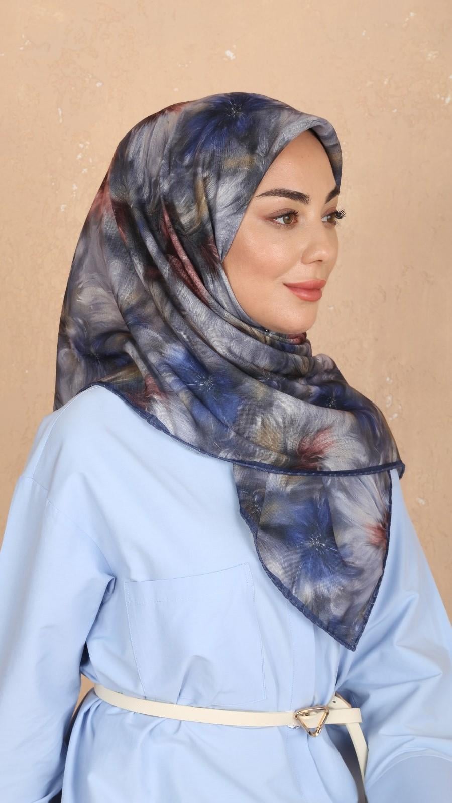 Locella Soft Pamuk Eşarp Lacivert-6