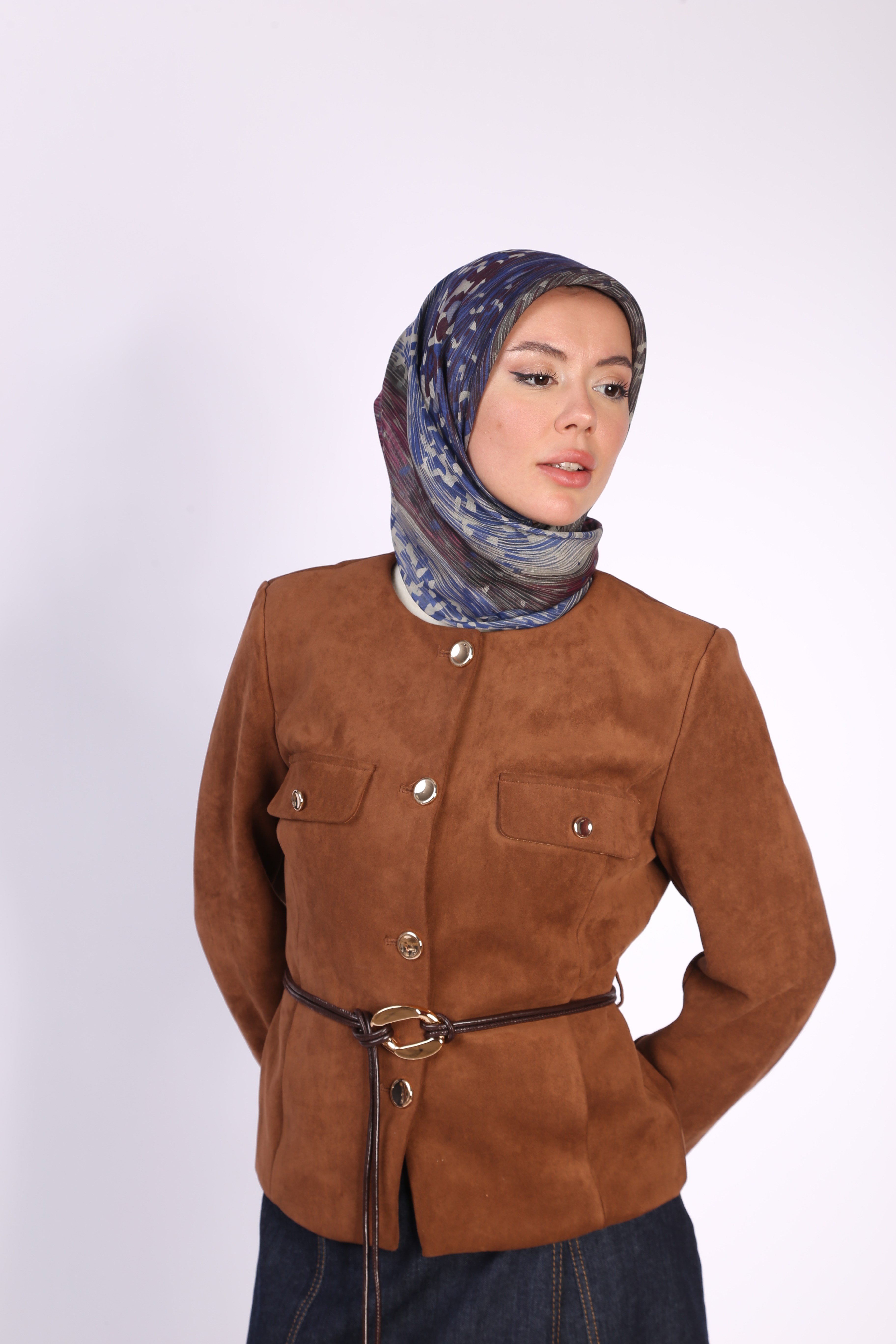 Locella Soft Pamuk Eşarp Saks Mavi