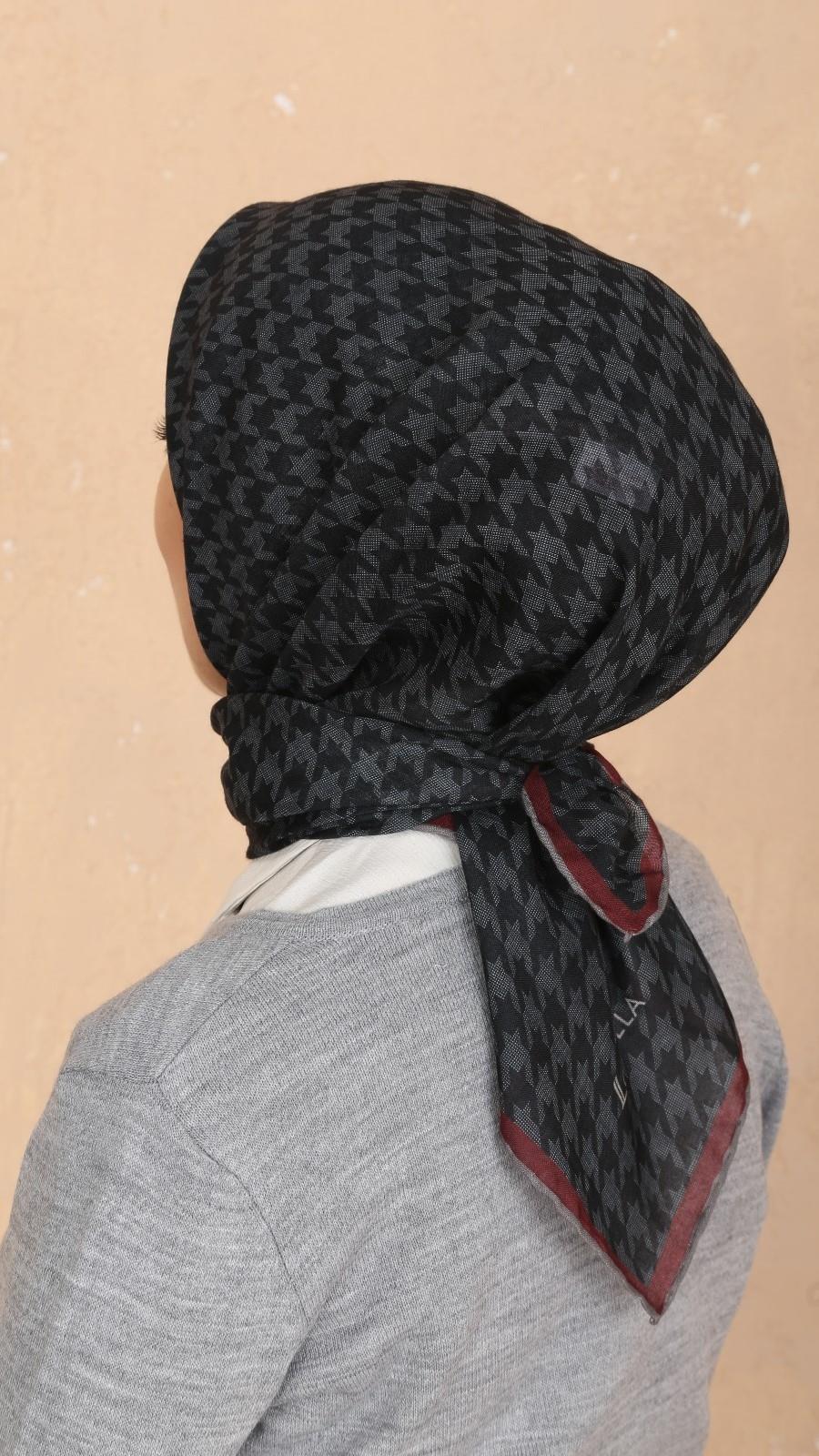 Locella Soft Pamuk Eşarp Siyah Gri