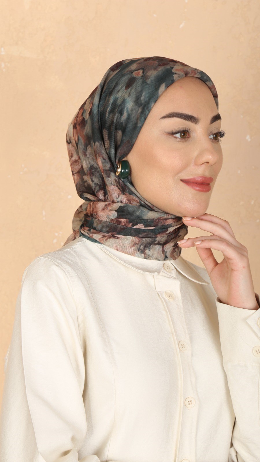 Locella Soft Pamuk Eşarp Petrol Yeşili