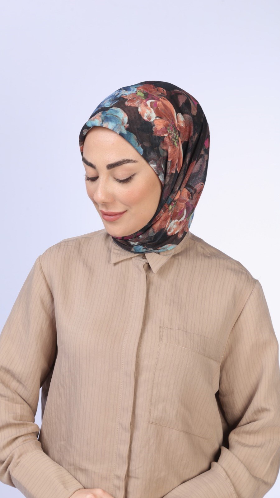 Locella Soft Pamuk Eşarp Siyah Kahve