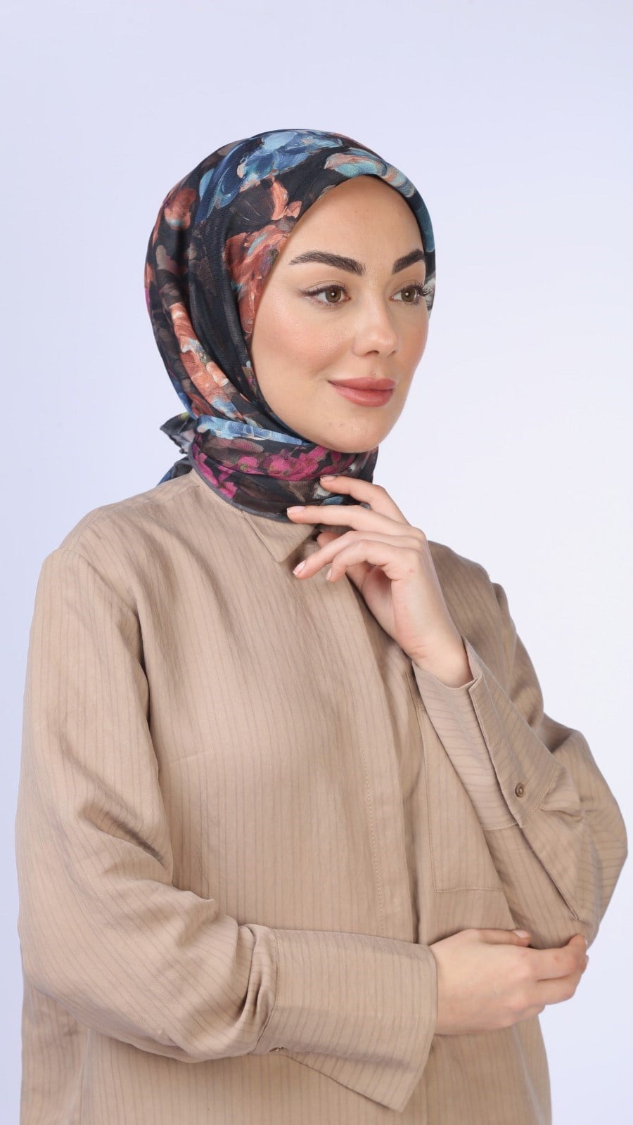 Locella Soft Pamuk Eşarp Siyah Kahve