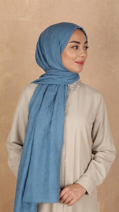 Bambu Kraş Şal Gök Mavi-20