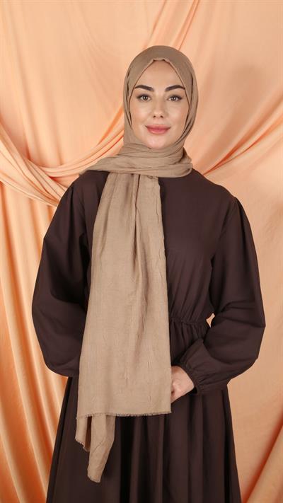 Bambu Kraş Şal Koyu Vizon-6