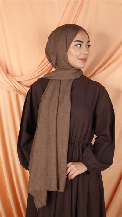 Bambu Kraş Şal Koyu Vizon-4