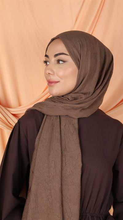 Bambu Kraş Şal Koyu Vizon-4