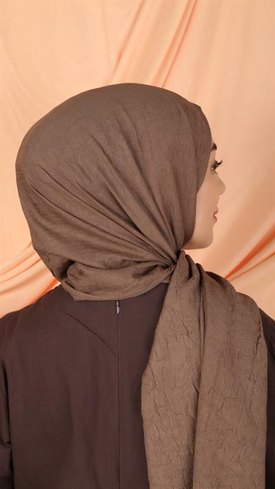 Bambu Kraş Şal Koyu Vizon-4