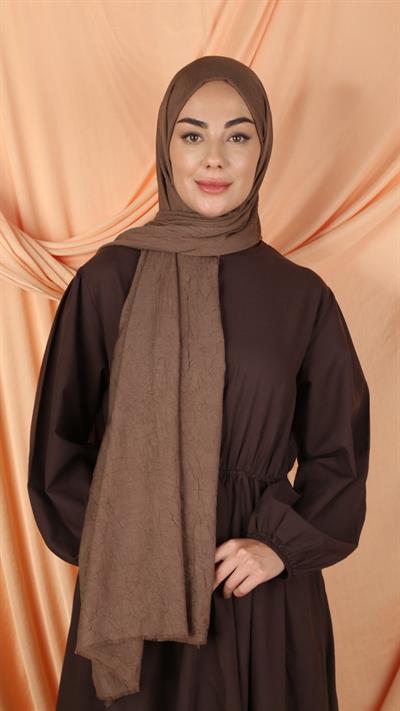 Bambu Kraş Şal Koyu Vizon-4