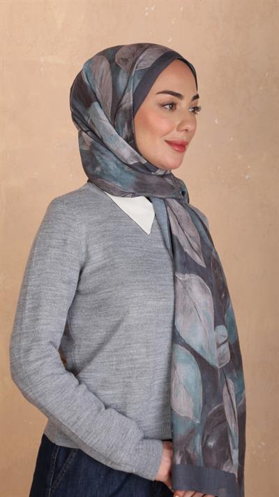 Desenli Kraş Şal Gri
