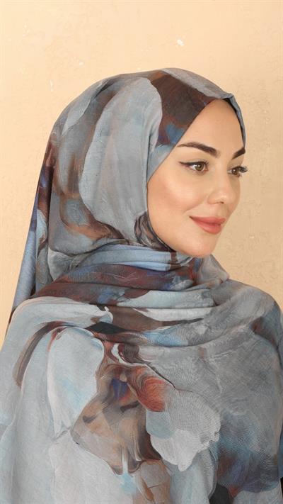 Desenli Kraş Şal Gri