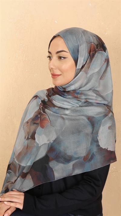 Desenli Kraş Şal Gri