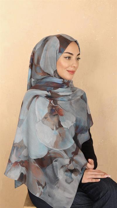Desenli Kraş Şal Gri