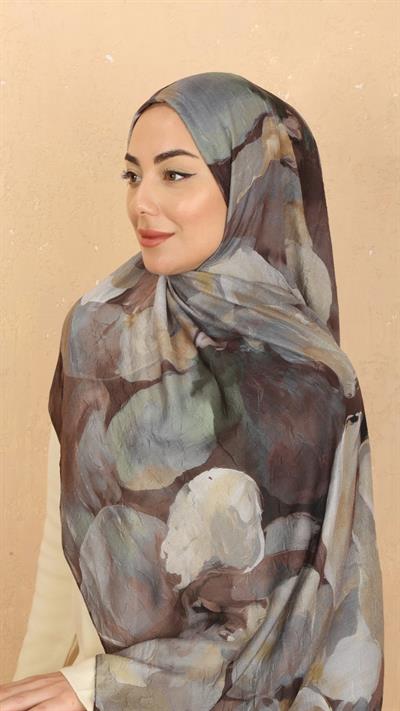 Desenli Kraş Şal Kahve