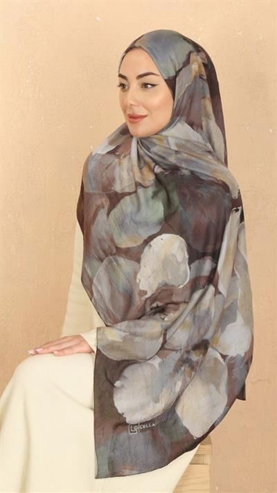 Desenli Kraş Şal Kahve