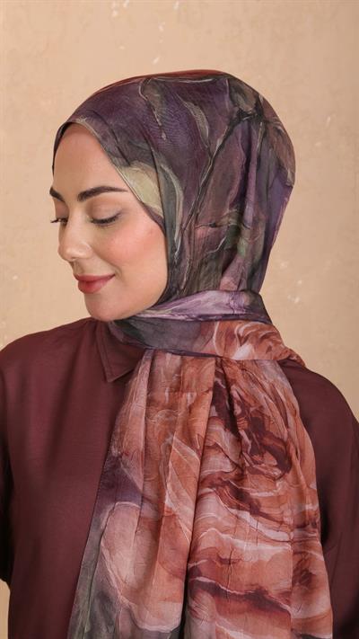 Desenli Kraş Şal Mor