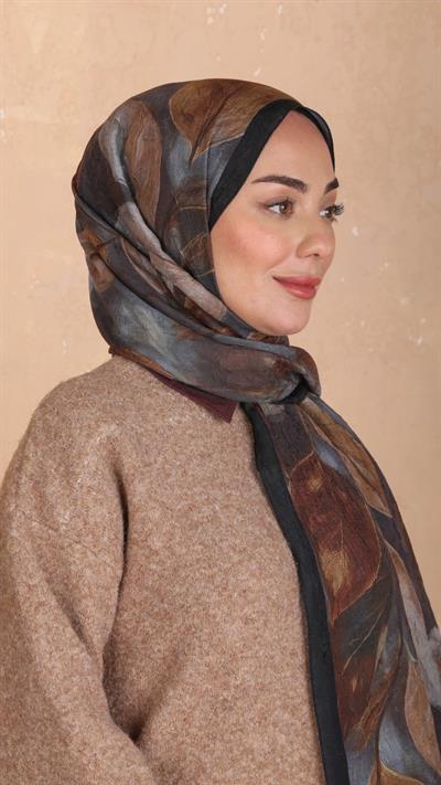Desenli Kraş Şal Siyah Taba