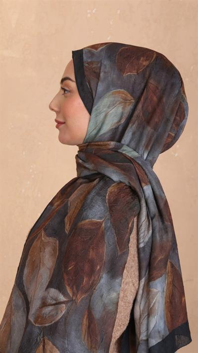 Desenli Kraş Şal Siyah Taba