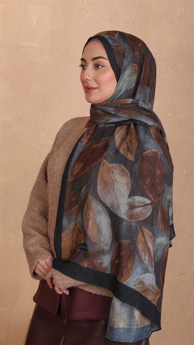 Desenli Kraş Şal Siyah Taba