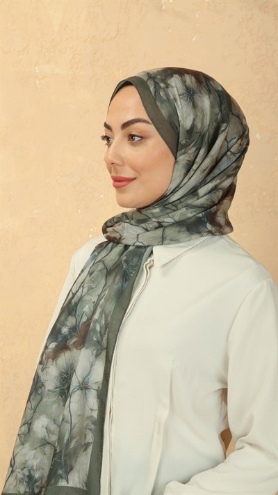 Desenli Vual Kraş Şal Yeşil