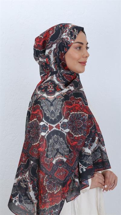 Desenli Pamuk Vual Şal Bordo Serisi-2