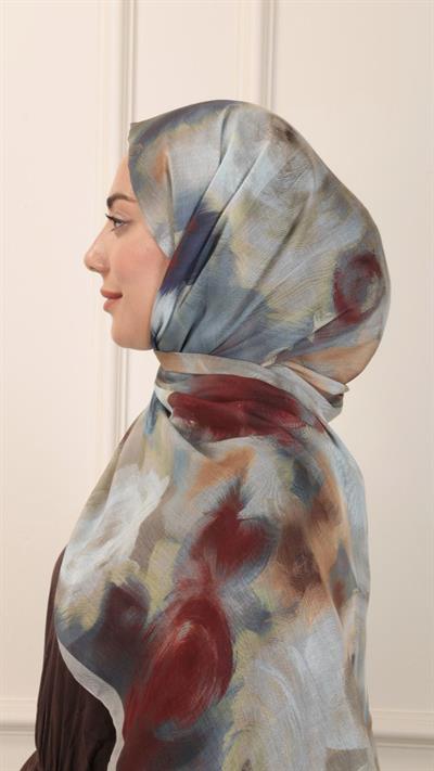 Desenli Pamuk Vual Şal Bej-3