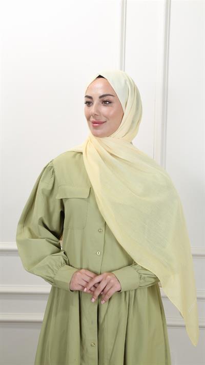 Pamuk Vual Şal Limon Sarısı