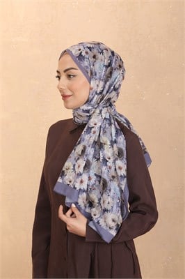 Desenli Pamuk Vual Şal-Mor