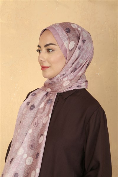 Desenli Pamuk Vual Şal Pembe Serisi-7