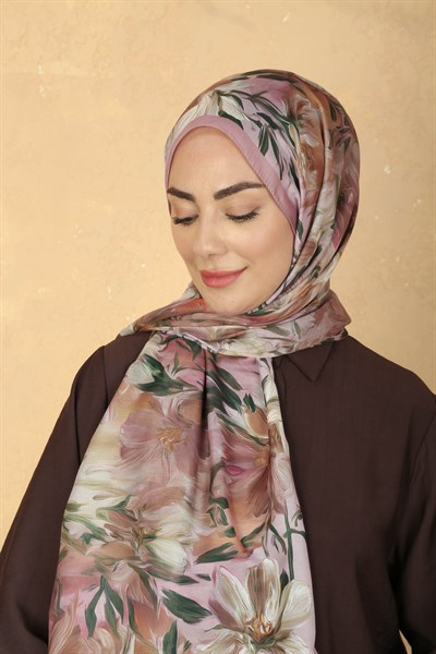 Desenli Pamuk Vual Şal Pembe Serisi-3