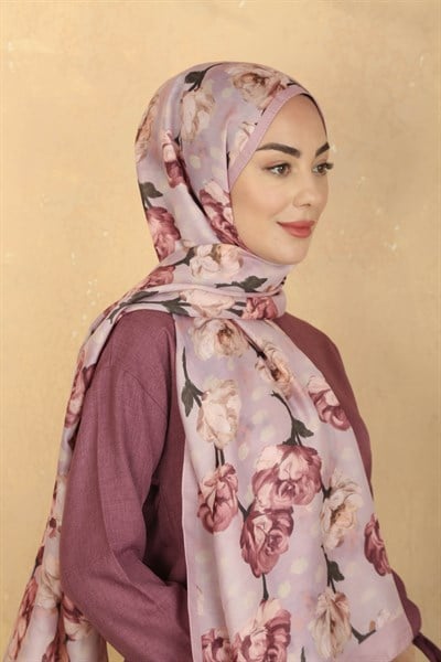Desenli Pamuk Vual Şal Pembe Serisi-5