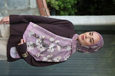 Desenli Pamuk Vual Şal Pembe Serisi-1