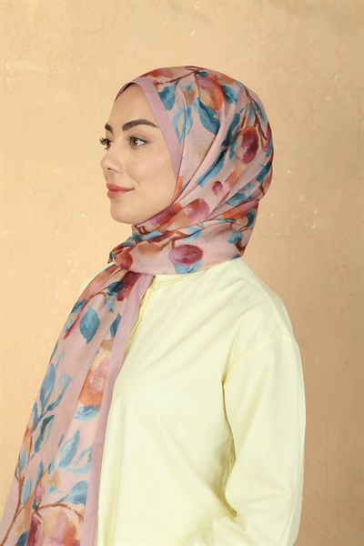 Desenli Pamuk Vual Şal Pembe Serisi-4