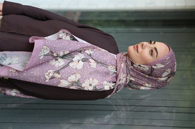 Desenli Pamuk Vual Şal Pembe Serisi-1