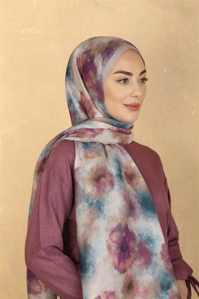 Desenli Pamuk Vual Şal Pembe Serisi-2