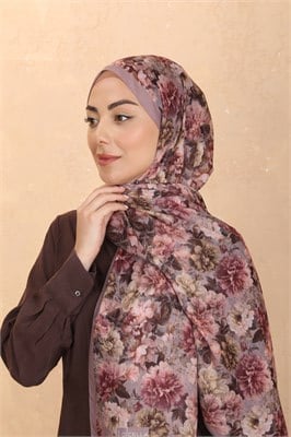 Desenli Pamuk Vual Şal-Pembe