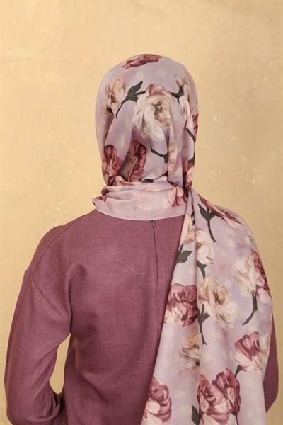 Desenli Pamuk Vual Şal Pembe Serisi-5