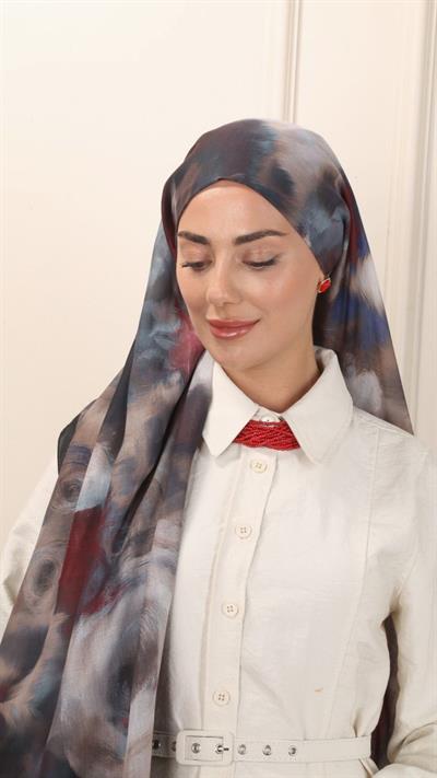 Desenli Pamuk Vual Şal Siyah-8