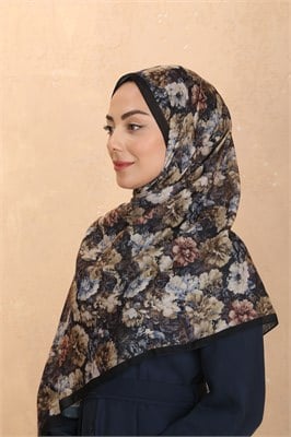 Desenli Pamuk Vual Şal-Siyah