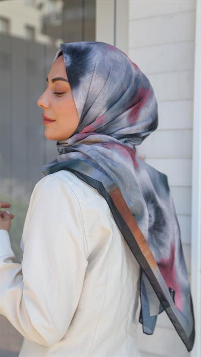Desenli Pamuk Vual Şal Siyah-8