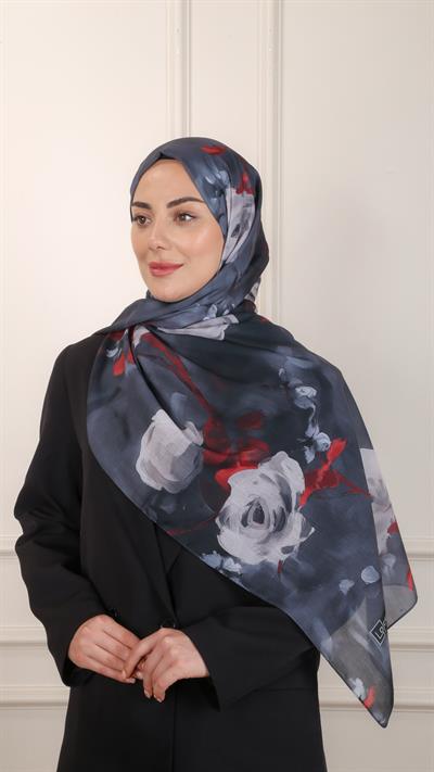 Desenli Pamuk Vual Şal Siyah-4