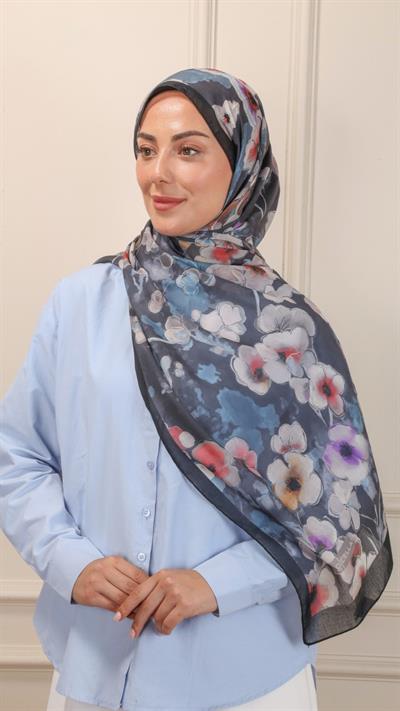 Desenli Pamuk Vual Şal Siyah-12