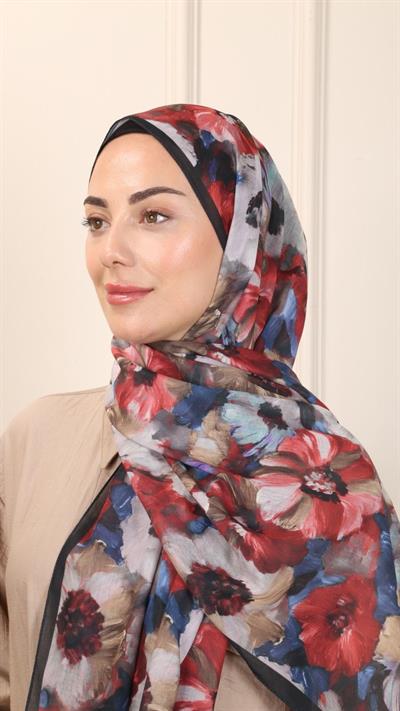 Desenli Pamuk Vual Şal Siyah-5