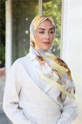 Desenli Pamuk Vual Şal Sarı Serisi-1