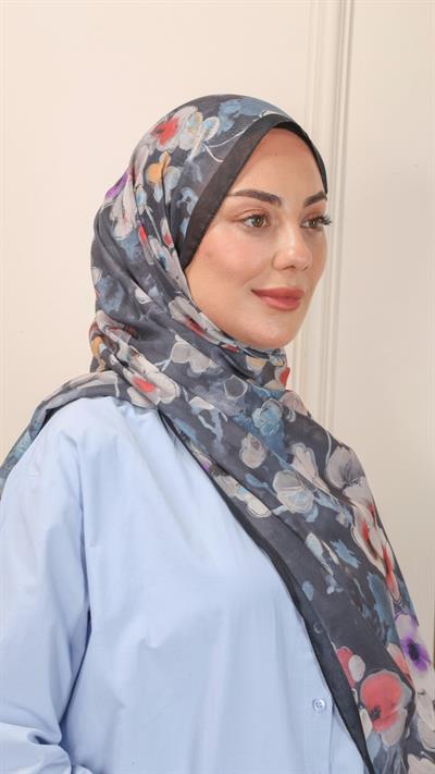 Desenli Pamuk Vual Şal Siyah-12