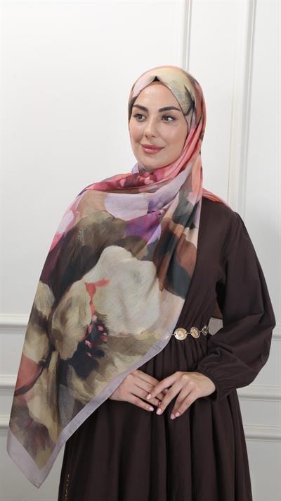 Desenli Pamuk Vual Şal Vizon-9