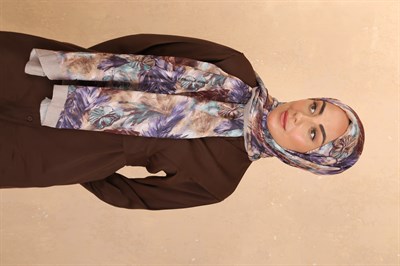 Desenli Vual Kraş Şal Bej